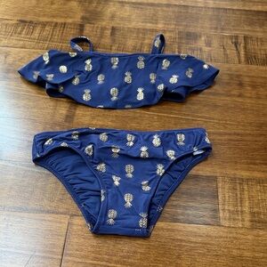 Navy Blue Pineapple Kids Bikini